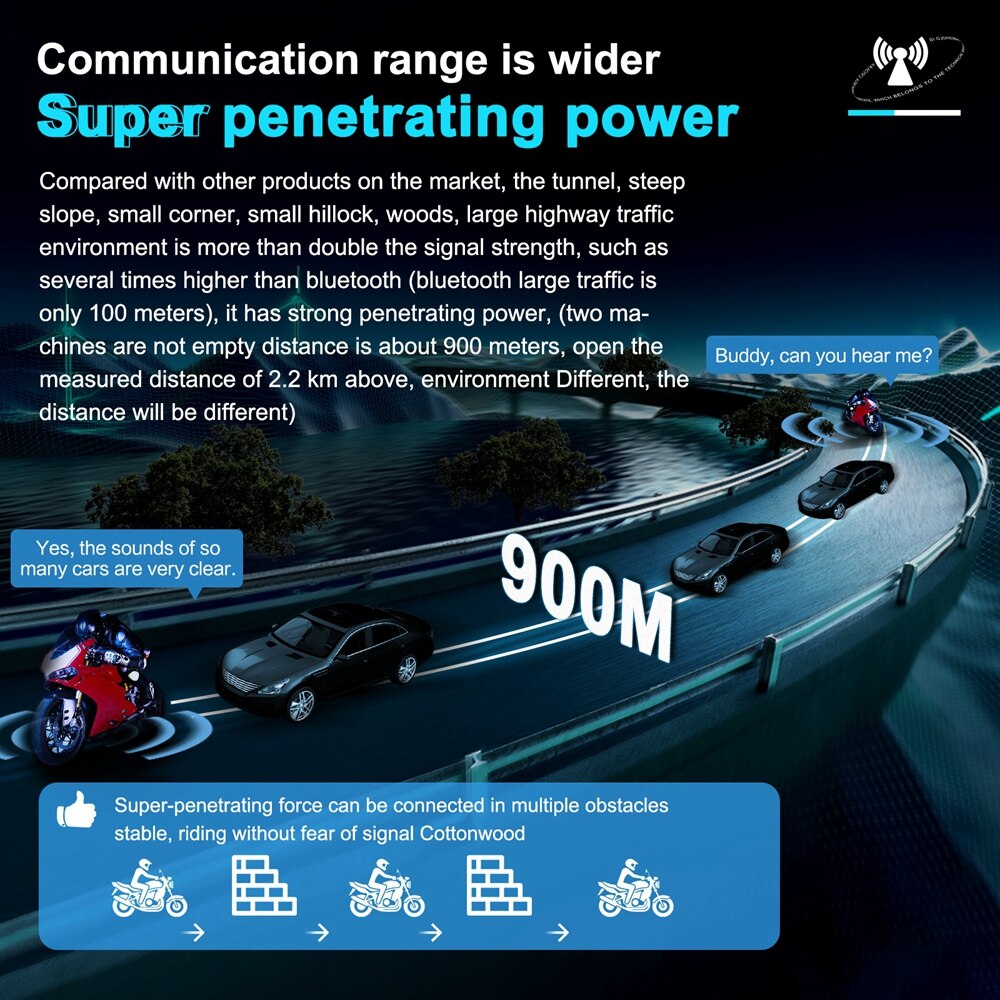 EJEAS MS8 Intercom Moto Duo pour 2 Casques Casque de Moto en Maille  Interphone pour 8 Personnes Système de Communication Étanche 1200 mAh